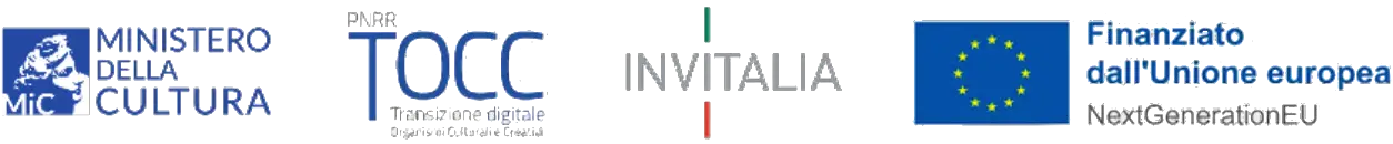 loghi progetto PNRR: Ministero della cultura, TOCC, Invitalia, Finanziato dall'Unione Europea